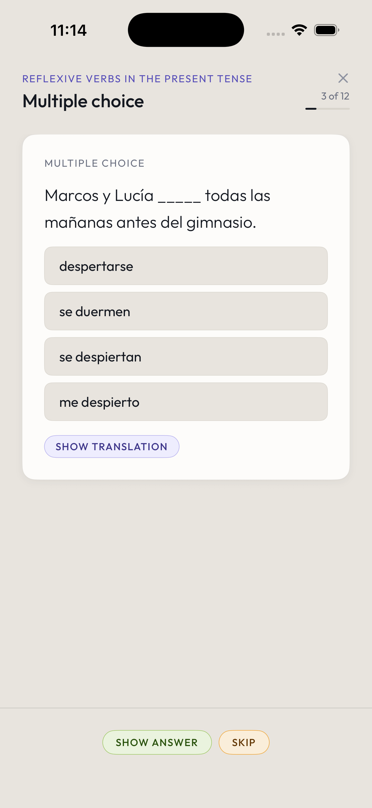 Translate to Spanish exercise