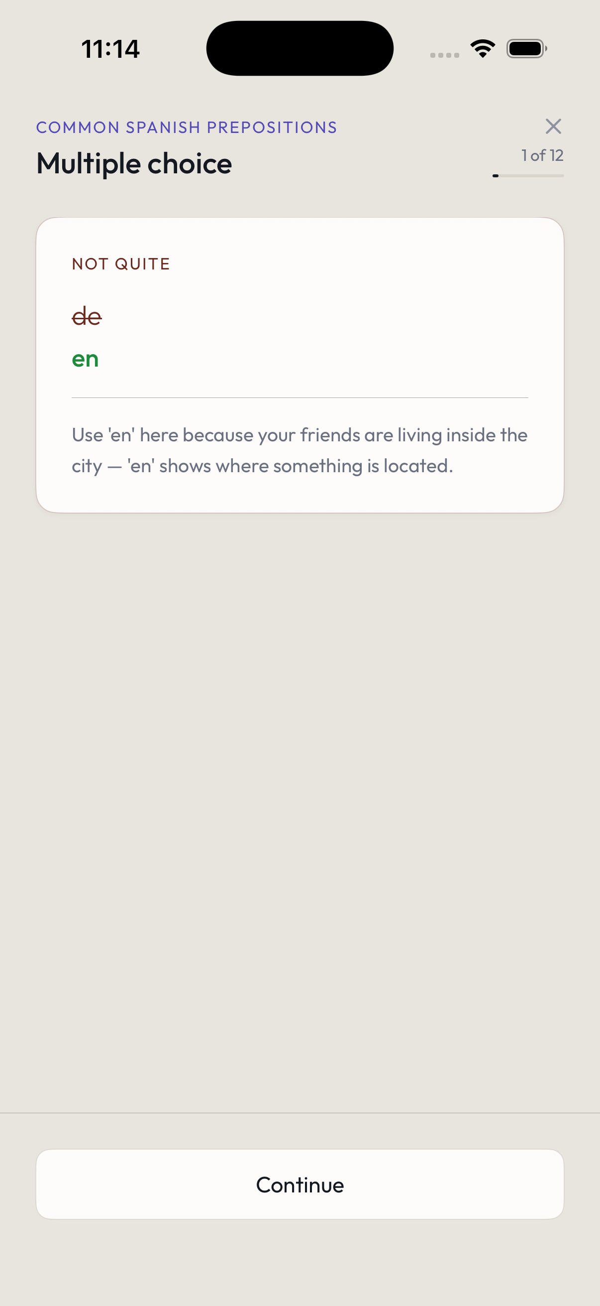 Feedback after an answer